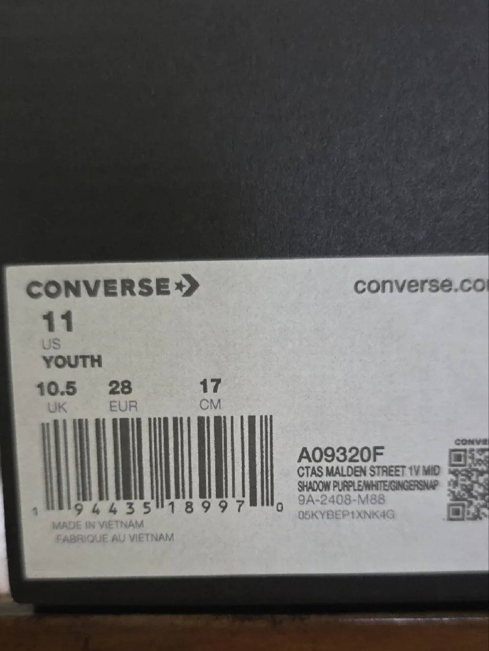 Converse Kids Purple High Top Sneaker with Tan Patch